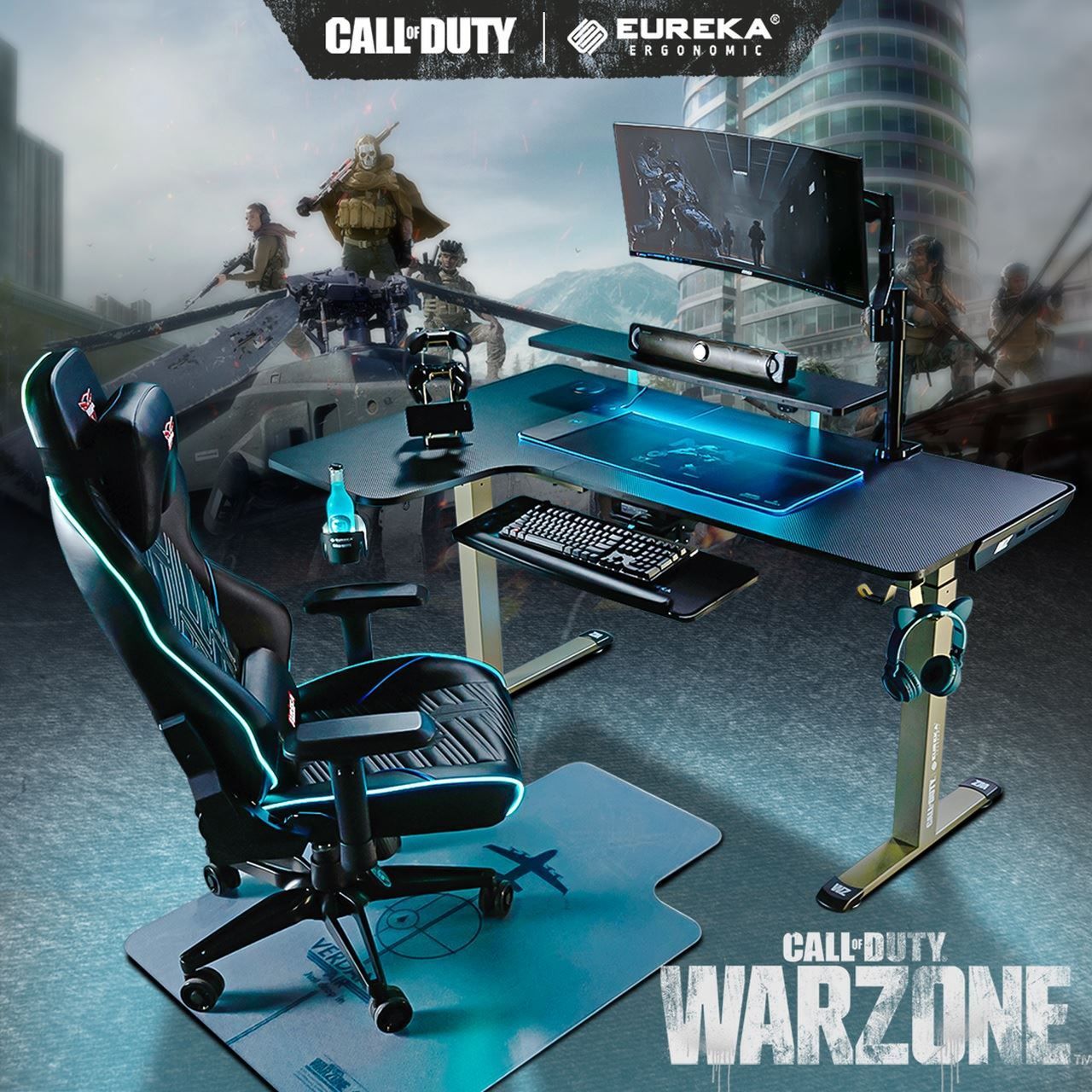 Eureka Ergonomic Gaming Chair- Call of Duty Series, Warzone Red