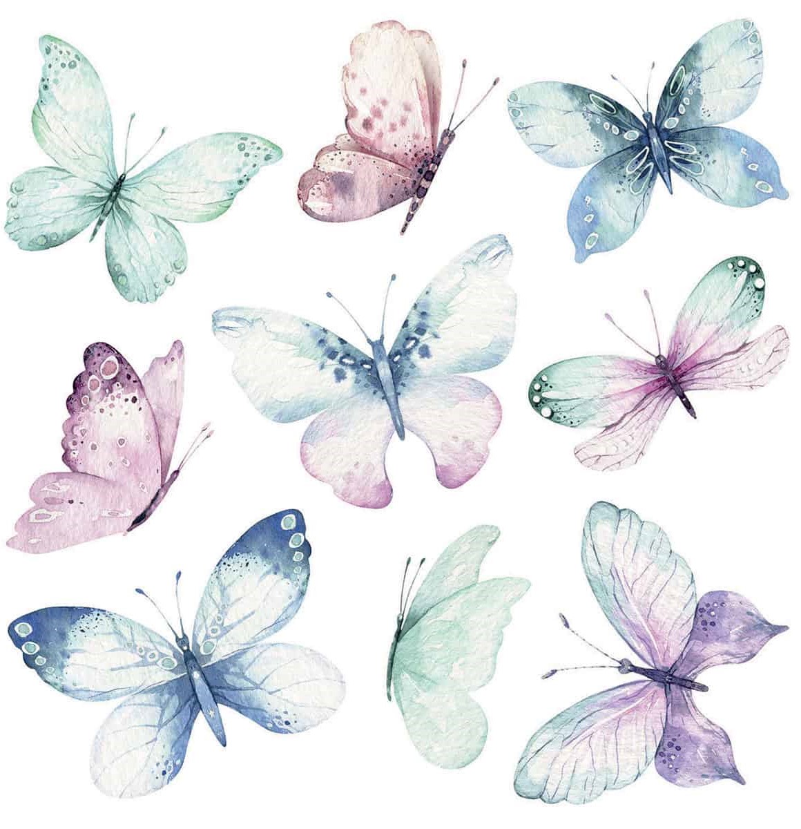 Διακοσμητικά αυτοκόλλητα τοίχου Watercolour Butterflies Ango