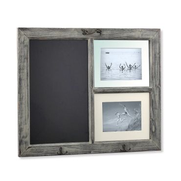 2fold Photo Frame with Frame / Hanger & Blackboard Aged Brown