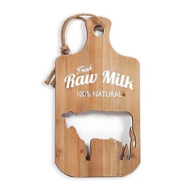 Decorative cutting base with print "Raw Milk" 