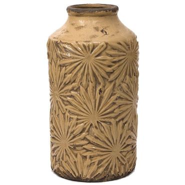 Ceramic vase with bas-relief palm leaves