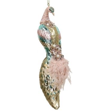 Glass peacock ornament