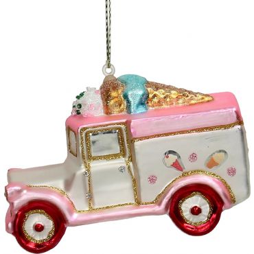 Glass ornament truck Ice cream