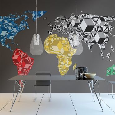 Wallpaper - Map of the World - colorful solids