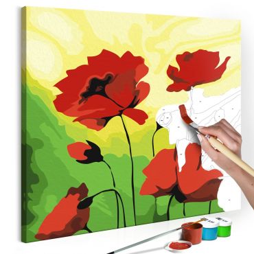 DIY canvas painting - Poppies  45x45