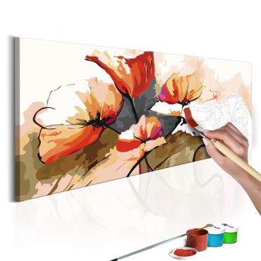 DIY canvas painting - Flowers - Delicate Poppies 100x40