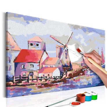 DIY canvas painting - Windmills (Landscape) 60x40