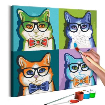 DIY canvas painting - Cats With Glasses 40x40
