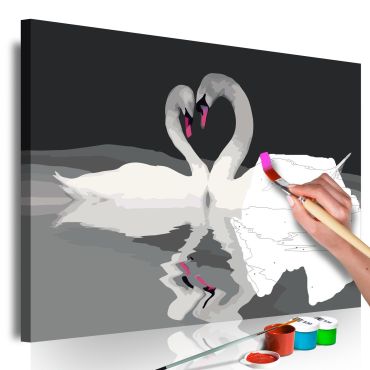 DIY canvas painting - Swan Couple 60x40