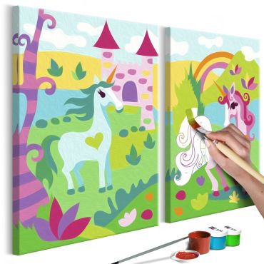 DIY canvas painting - Fairytale Unicorns 33x23