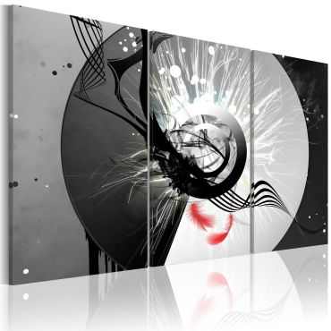 Canvas Print - Metal circle & red feathers