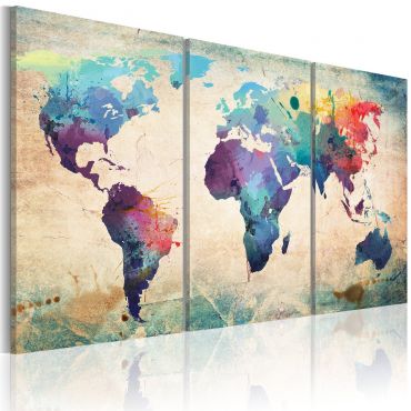 Canvas Print - The World painted with watercolors