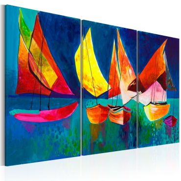Handmade painting - Colourful sailboats 120x80