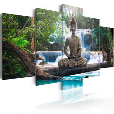 Canvas Print - Buddha and waterfall