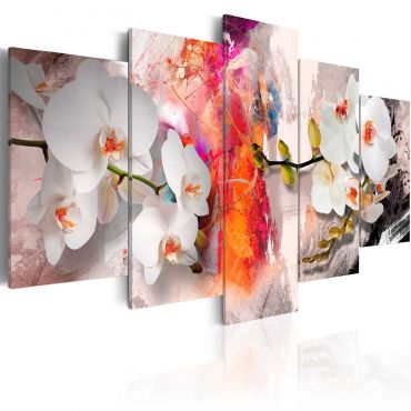 Canvas Print - Colorful background and orchids