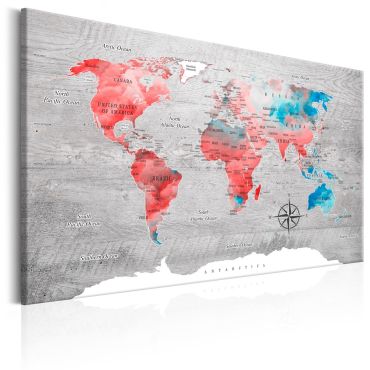 Canvas Print - World Map: Red Roam