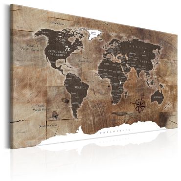 Canvas Print - World Map: Wooden Mosaic