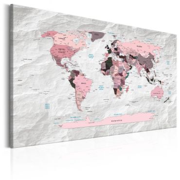 Canvas Print - World Map: Pink Continents