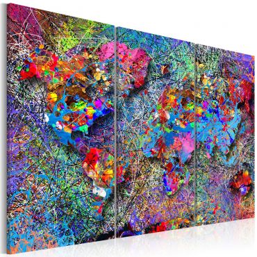 Canvas Print - World Map: Colourful Whirl