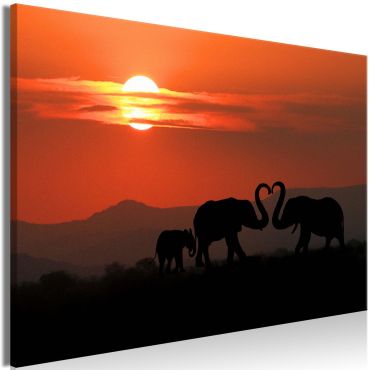 Canvas Print - Elephants in Love (1 Part) Wide