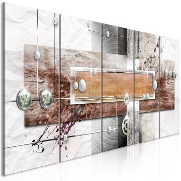 Canvas Print - Mysterious Mechanism (5 Parts) Narrow Brown
