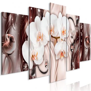 Canvas Print - Orchid Waterfall (5 Parts) Wide Pink 225x100
