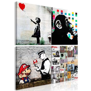 Canvas Print - Banksy Collage (4 Parts)