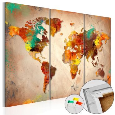 Decorative Pinboard - Painted World [Cork Map]