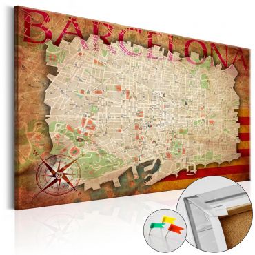 Decorative Pinboard - Map of Barcelona [Cork Map]