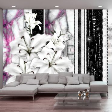 Wallpaper - Crying lilies on purple marble