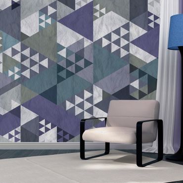 Wallpaper - Blue patchwork 50x1000