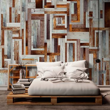 Wallpaper - Labyrinth of wooden planks 50x1000