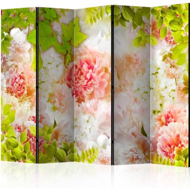 Partition with 5 sections - Bright peonies II [Room Dividers]