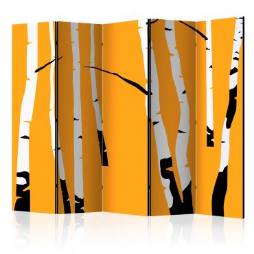 5-part divider - Birches on the orange background II [Room Dividers]