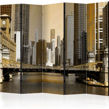 Partition with 5 sections - Chicago's bridge (vintage effect) II [Room Dividers]