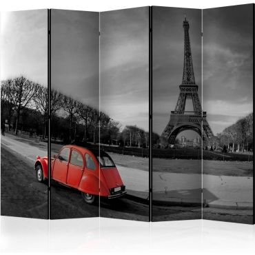 Partition with 5 sections - Eiffel Tower and red car II [Room Dividers]