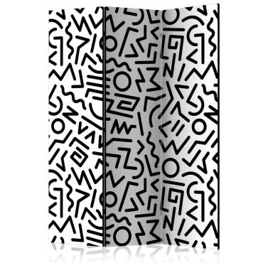 3-partition divider - Black and White Maze [Room Dividers]