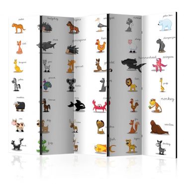 5-section divider - Learning by playing (animals) II [Room Dividers]