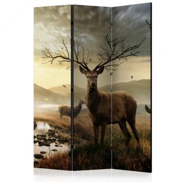 3-section divider - Deers by mountain stream [Room Dividers]