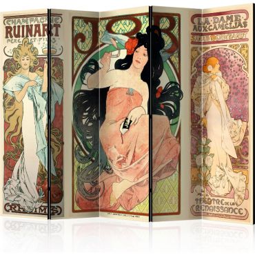 Separator with 5 sections - Alphonse Mucha. Women's II [Room Dividers]