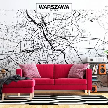 Self-adhesive photo wallpaper - Warsaw Map