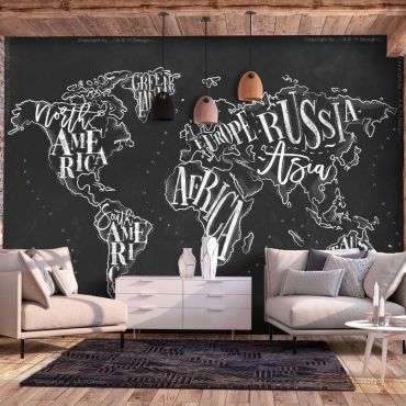 Self-adhesive photo wallpaper - Retro Continents (Black)