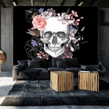 Self-adhesive photo wallpaper - Skull and Flowers