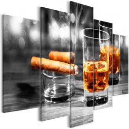 Canvas Print - Cigars and Whiskey (5 Parts) Wide 225x100