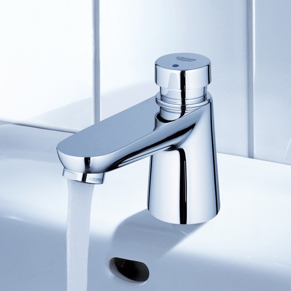 GROHE Euroeco Cosmopolitan S Robinet temporisé 1/2 bleu/rouge chrome -  36265000 