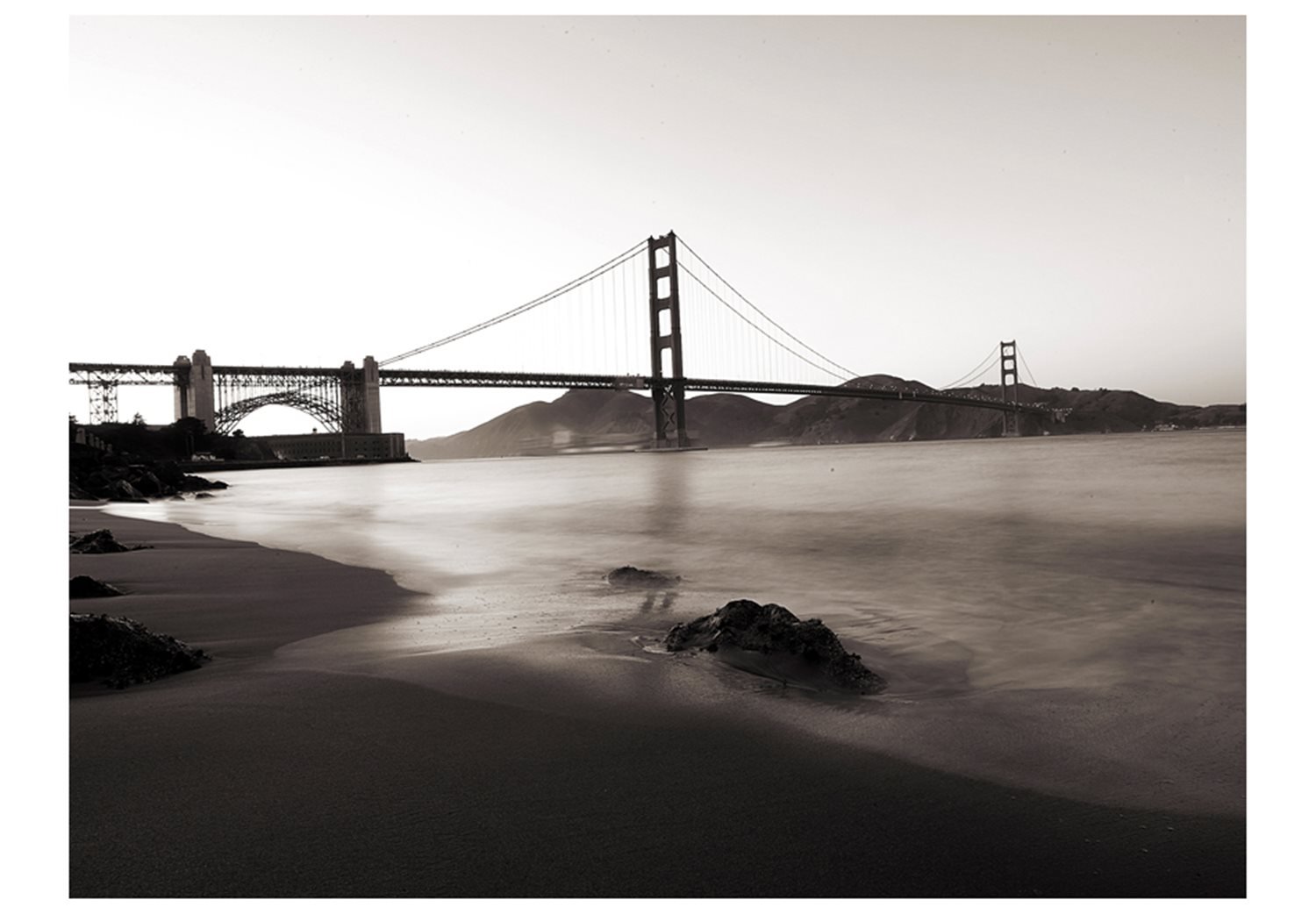 Φωτοταπετσαρία - San Francisco: Golden Gate Bridge in black and white 400x309 φωτογραφία