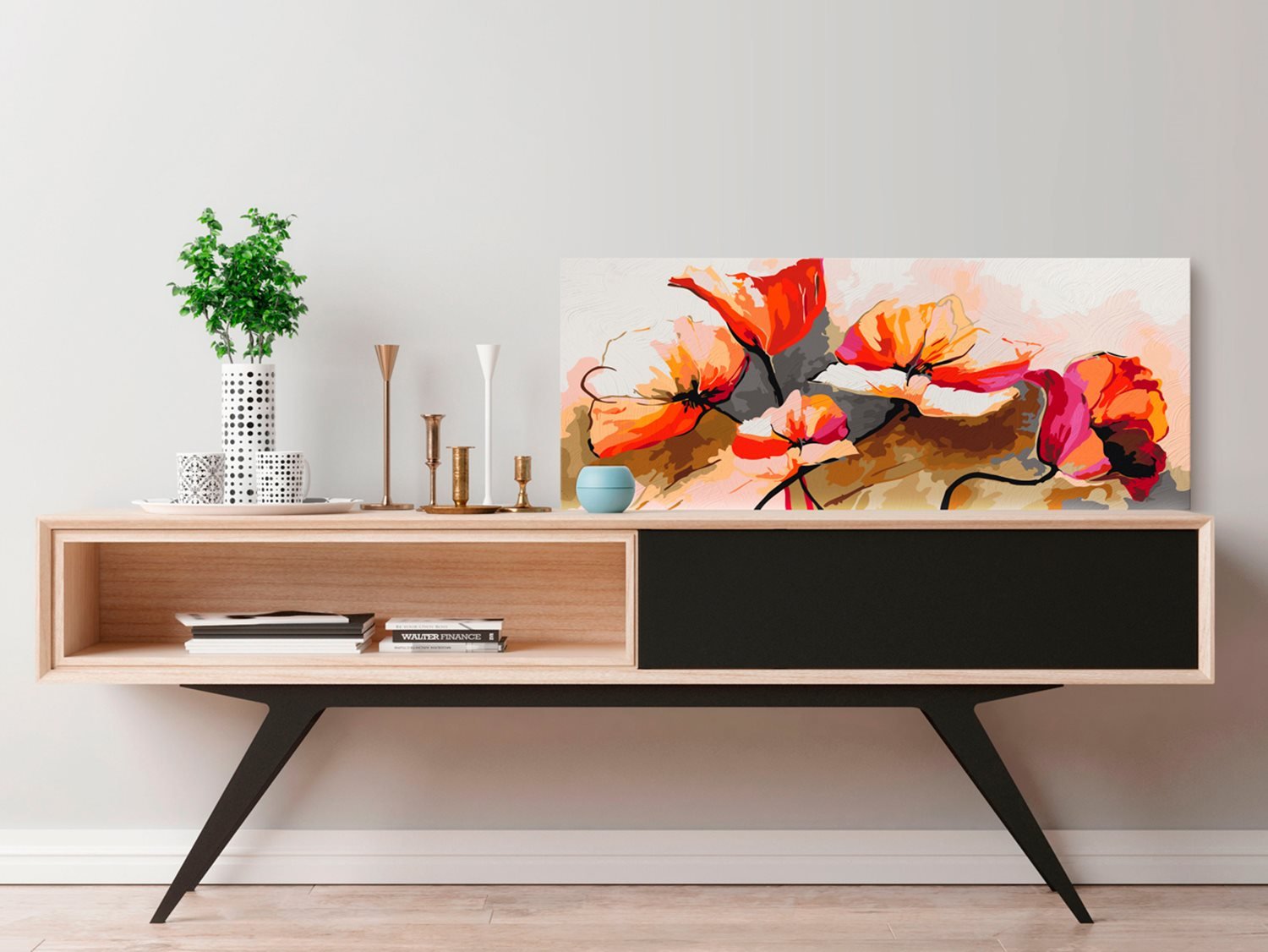 Πίνακας για να τον ζωγραφίζεις - Flowers - Delicate Poppies 100x40 φωτογραφία